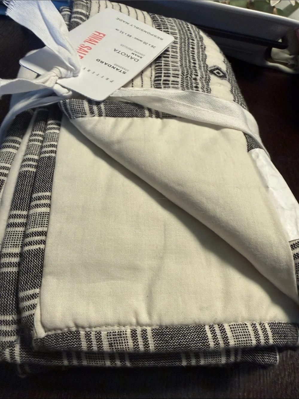 Pottery Barn Dakota Standard Sham - Black & White Patterned 26” x 20”